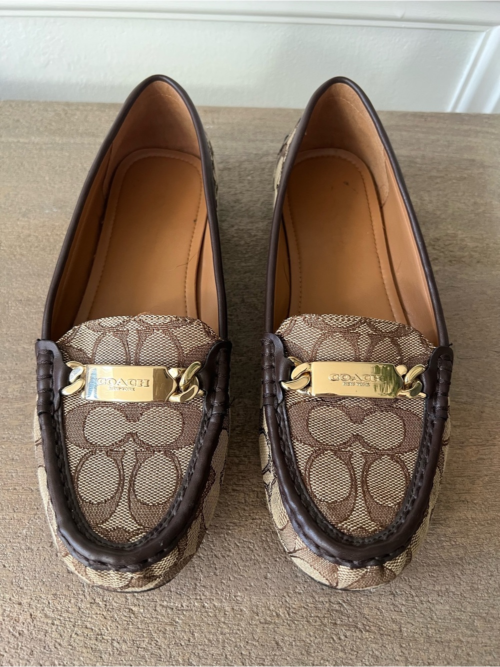Coach Brown Signature Canvas Loafers
